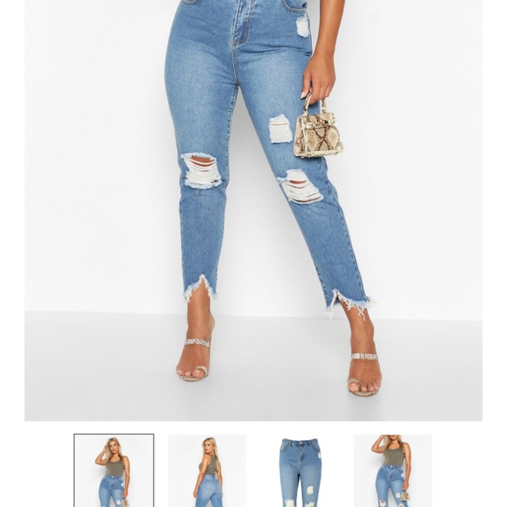 Ripped Distressed High Waist Mom Jeans